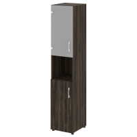 Шкаф высокий узкий левый (1 низкий фасад ЛДСП + 1 низкий фасад стекло) Yalta LT.SU-1.4 L/R дуб мали